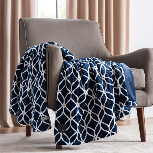 Brookstone Printed Cozy Heated Plush Throw