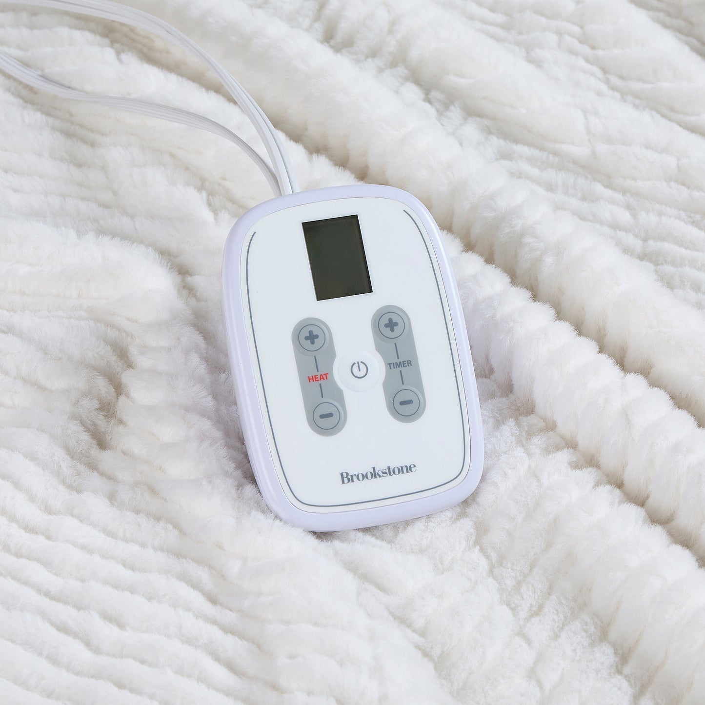 Brookstone Cozy Heated Plush Herringbone Blanket