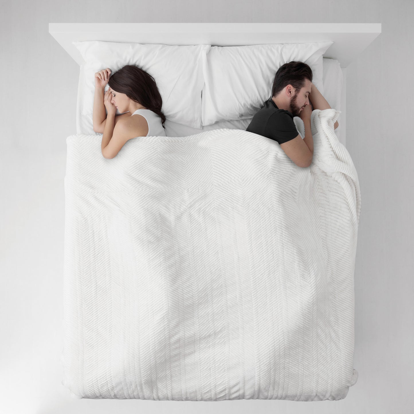 Brookstone Cozy Heated Plush Herringbone Blanket