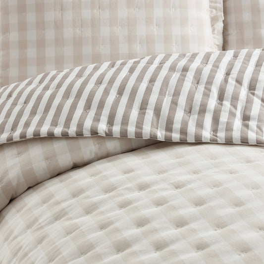 Peri Home Gingham & Stripe Reversible Quilt