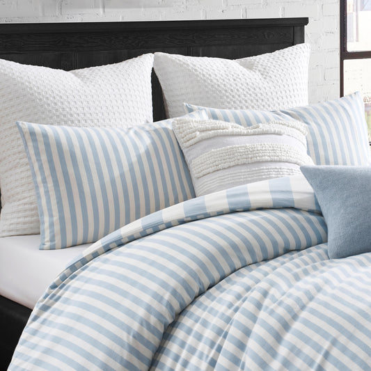 DKNY Reversible Stripe Vintage Washed Cotton Comforter Set