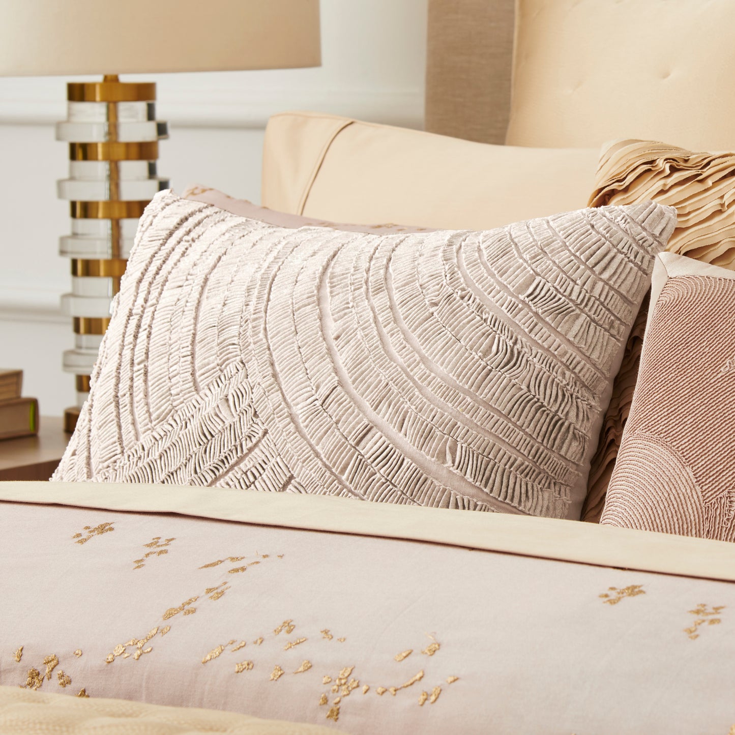 Donna Karan Home Foil Printed and Textured Decorative Pillow, 16" x 20"