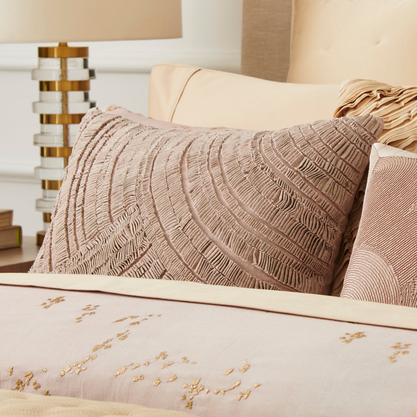 Donna Karan Home Foil Printed and Textured Decorative Pillow, 16" x 20"