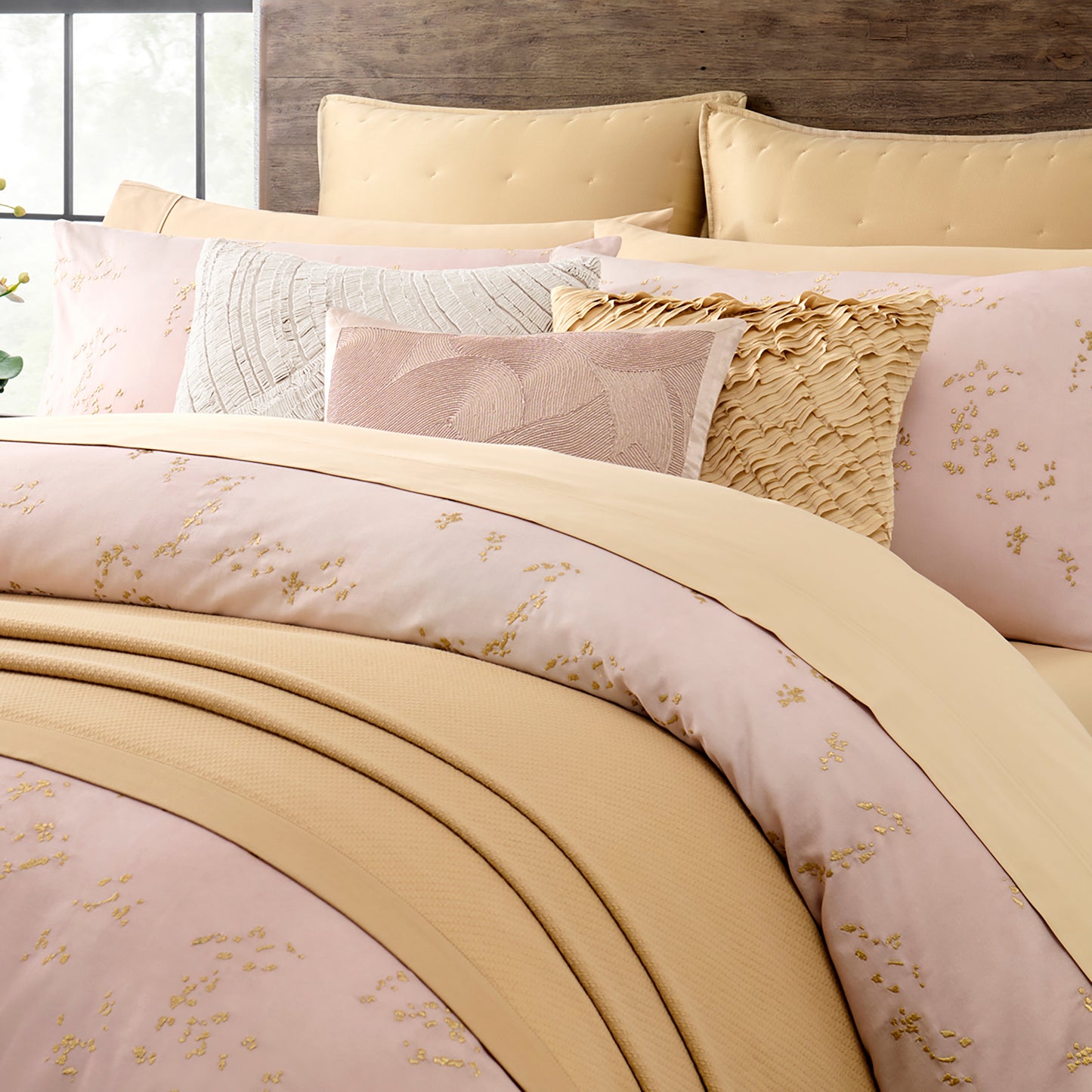 Donna Karan Home Foil Printed and Textured Decorative Pillow, 16" x 20"