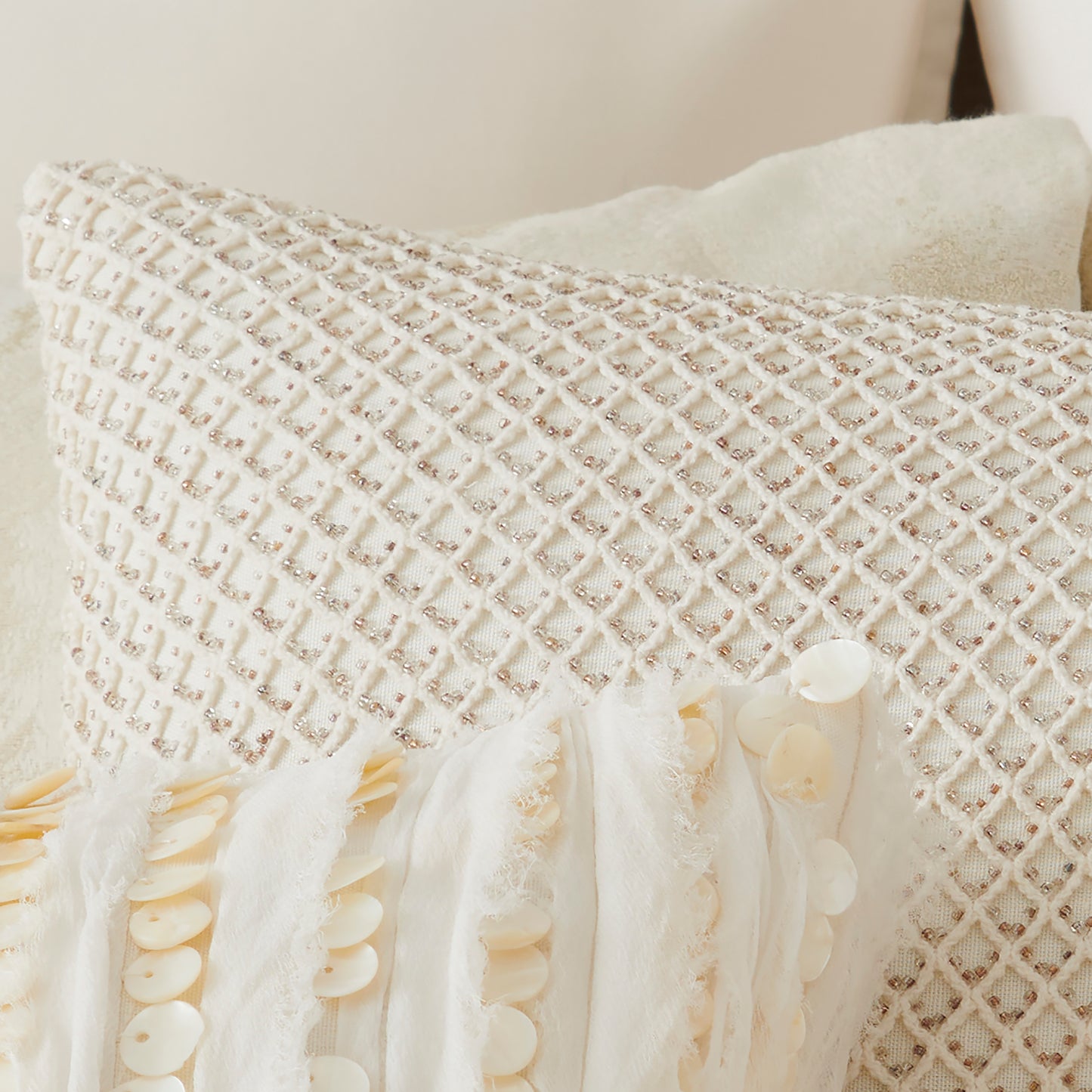 Donna Karan Home Beaded Netting Decorative Pillow, 18" x 18"