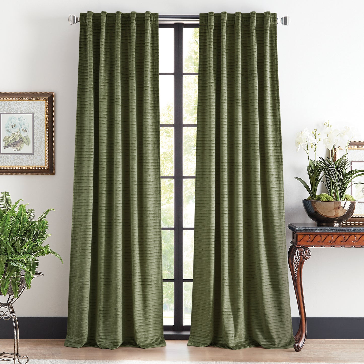 Martha Stewart Wave Embossed Curtain Panel Pair
