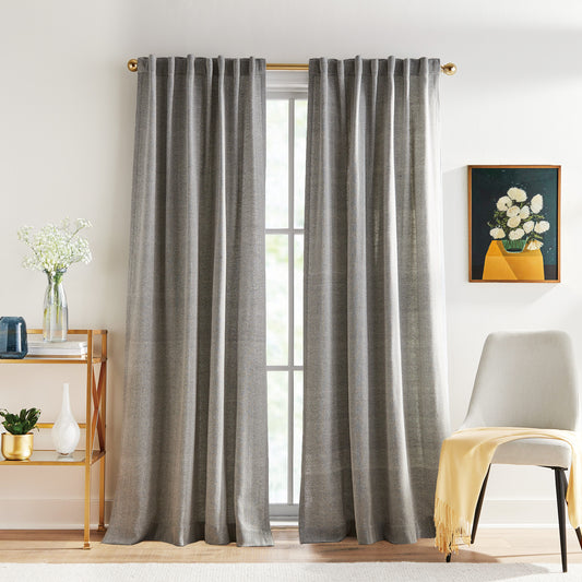 Peri Home Herringbone Backtab Curtain, Set of 2 Panels