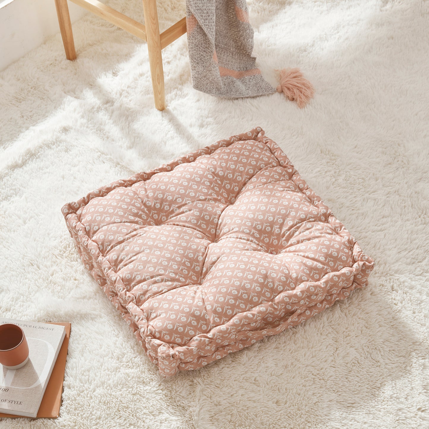 Peri Home Block Floral Floor Cushion Decorative Pillow