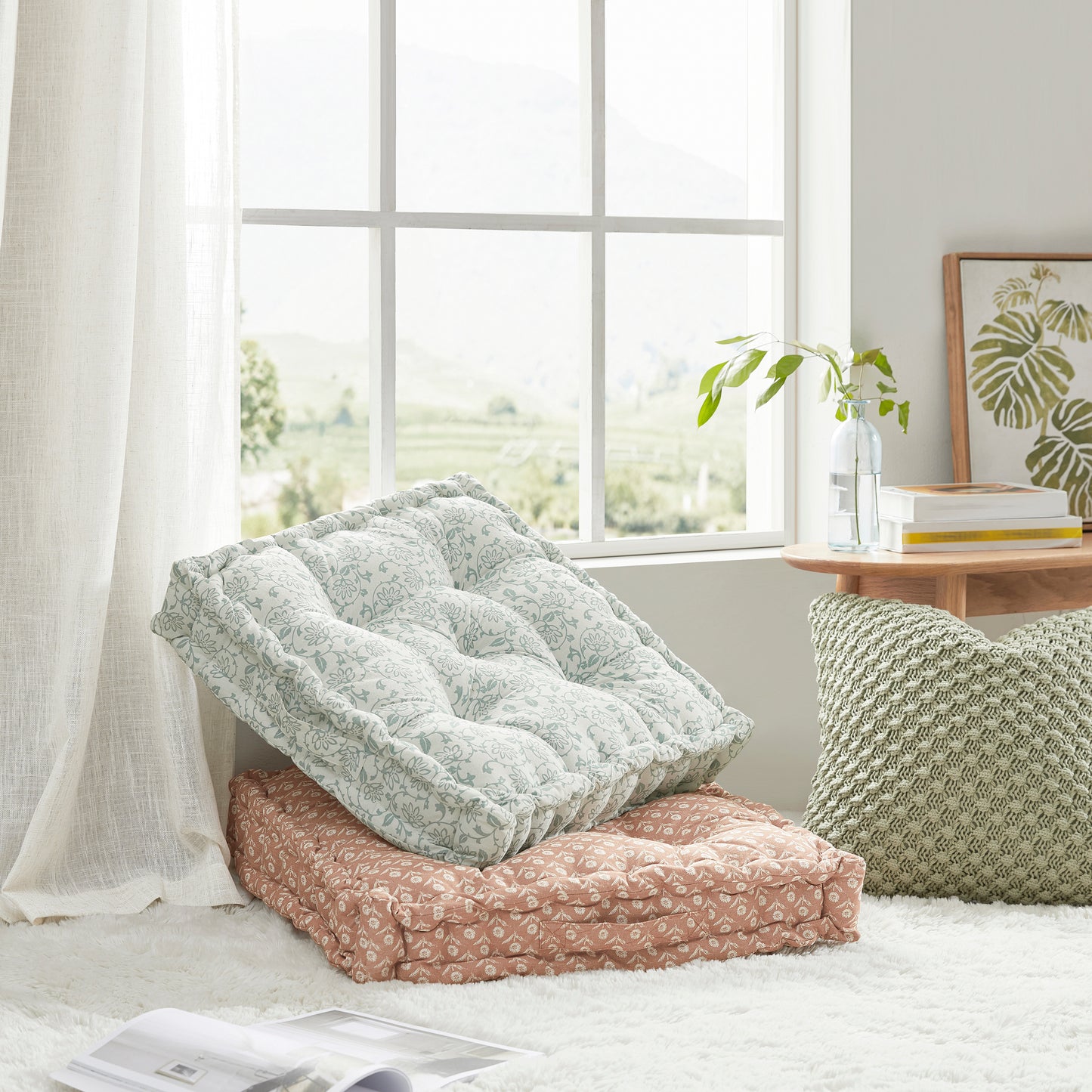 Peri Home Block Floral Floor Cushion Decorative Pillow