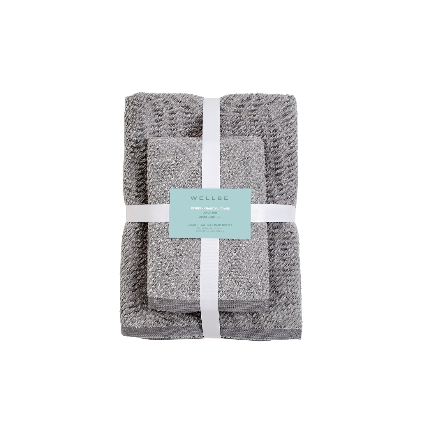 Wellbe Refresh Charcoal 4-Piece Towel Set