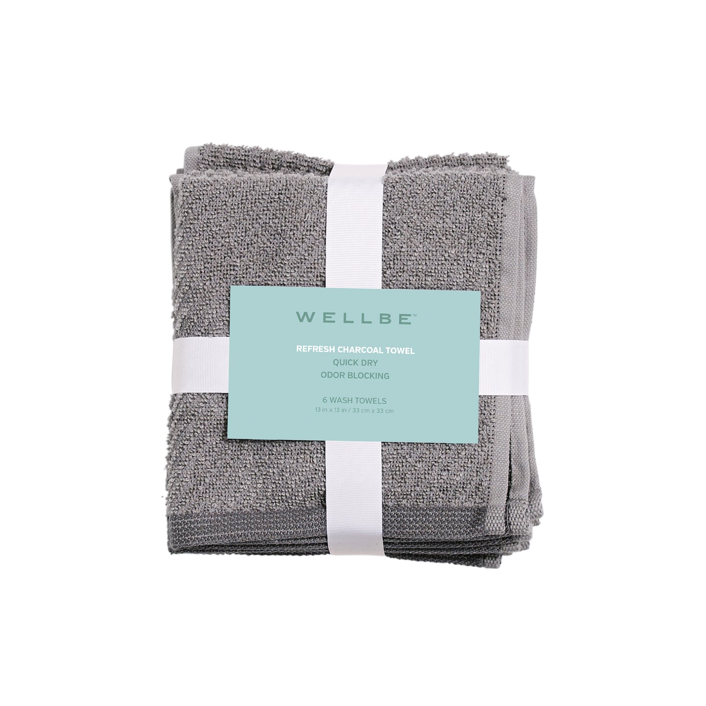 Wellbe Refresh Charcoal 6-piece Washcloth Set