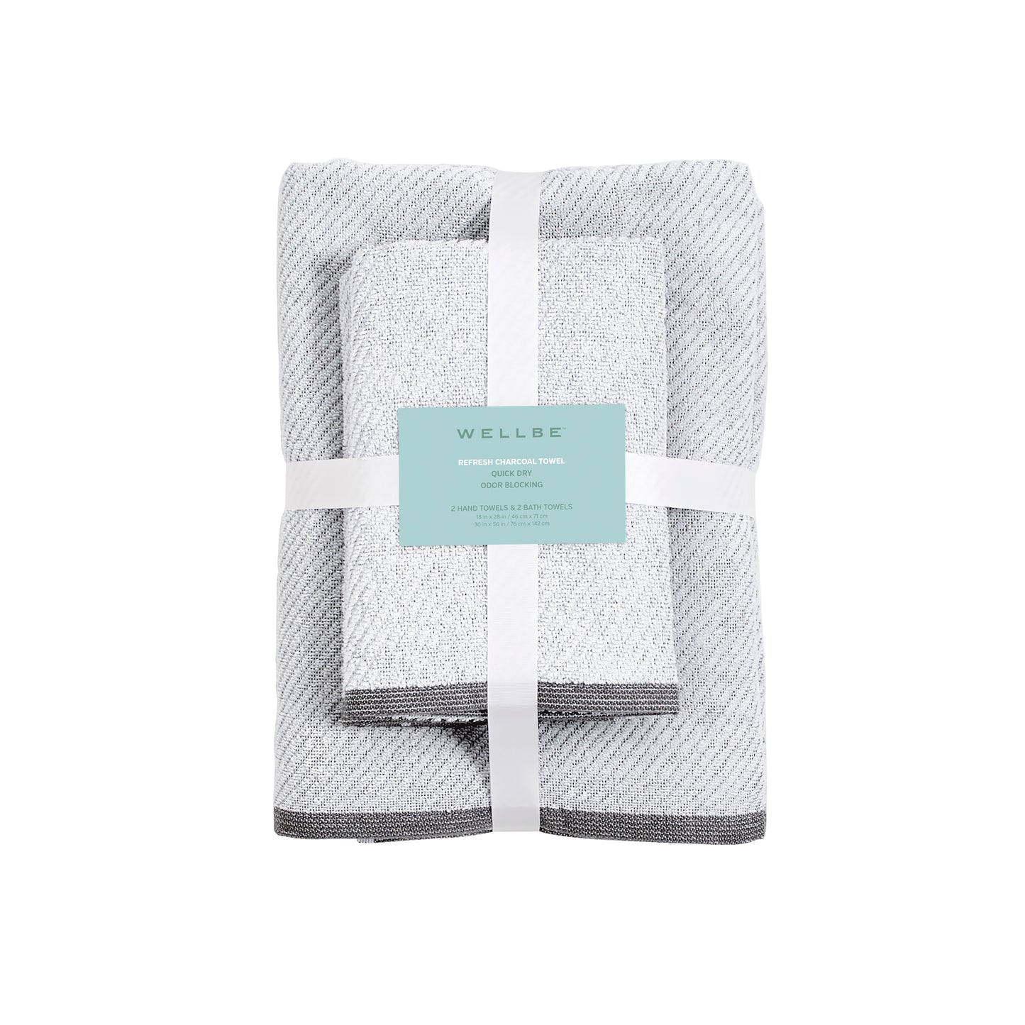 Wellbe Refresh Charcoal 4-Piece Towel Set