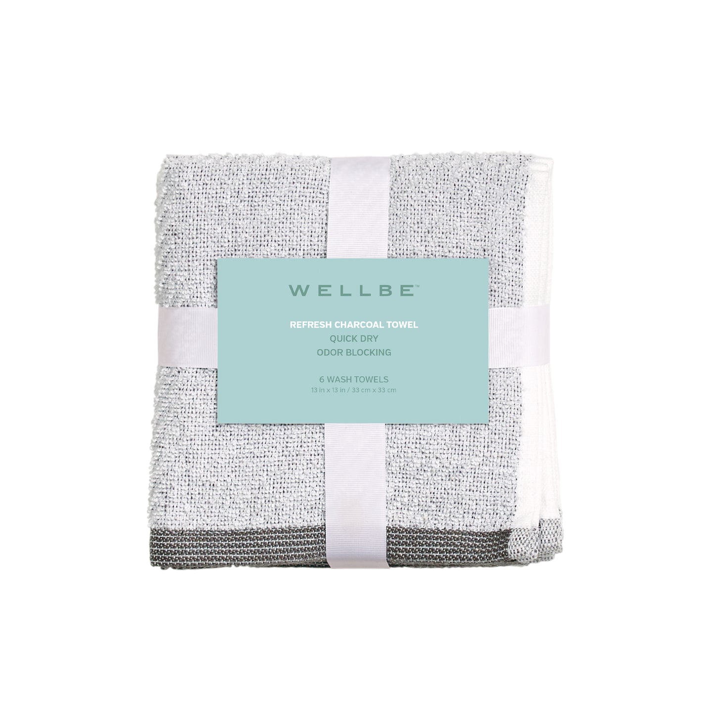 Wellbe Refresh Charcoal 6-piece Washcloth Set