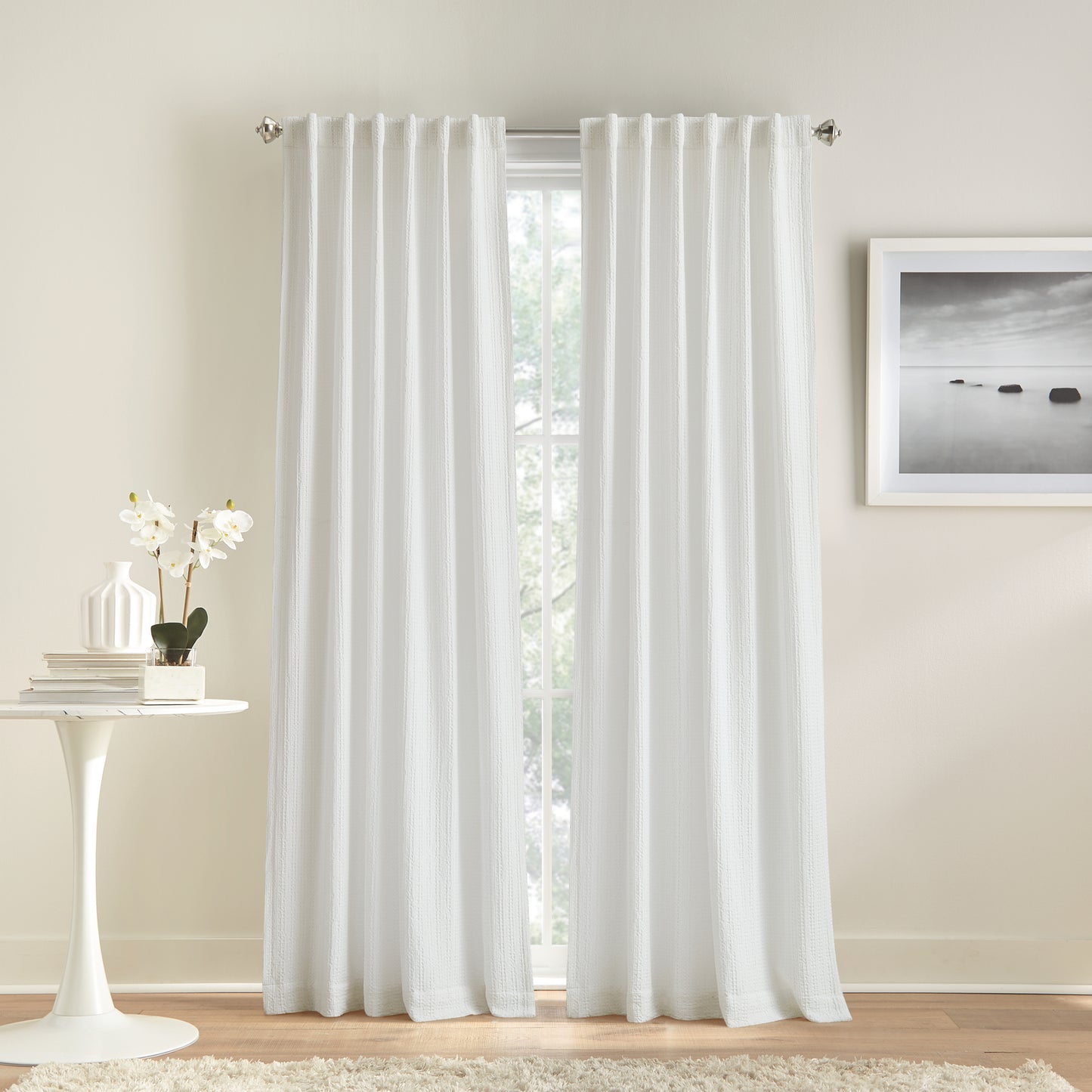 DKNY Pure Waffle Stripe Curtain Panel Pair