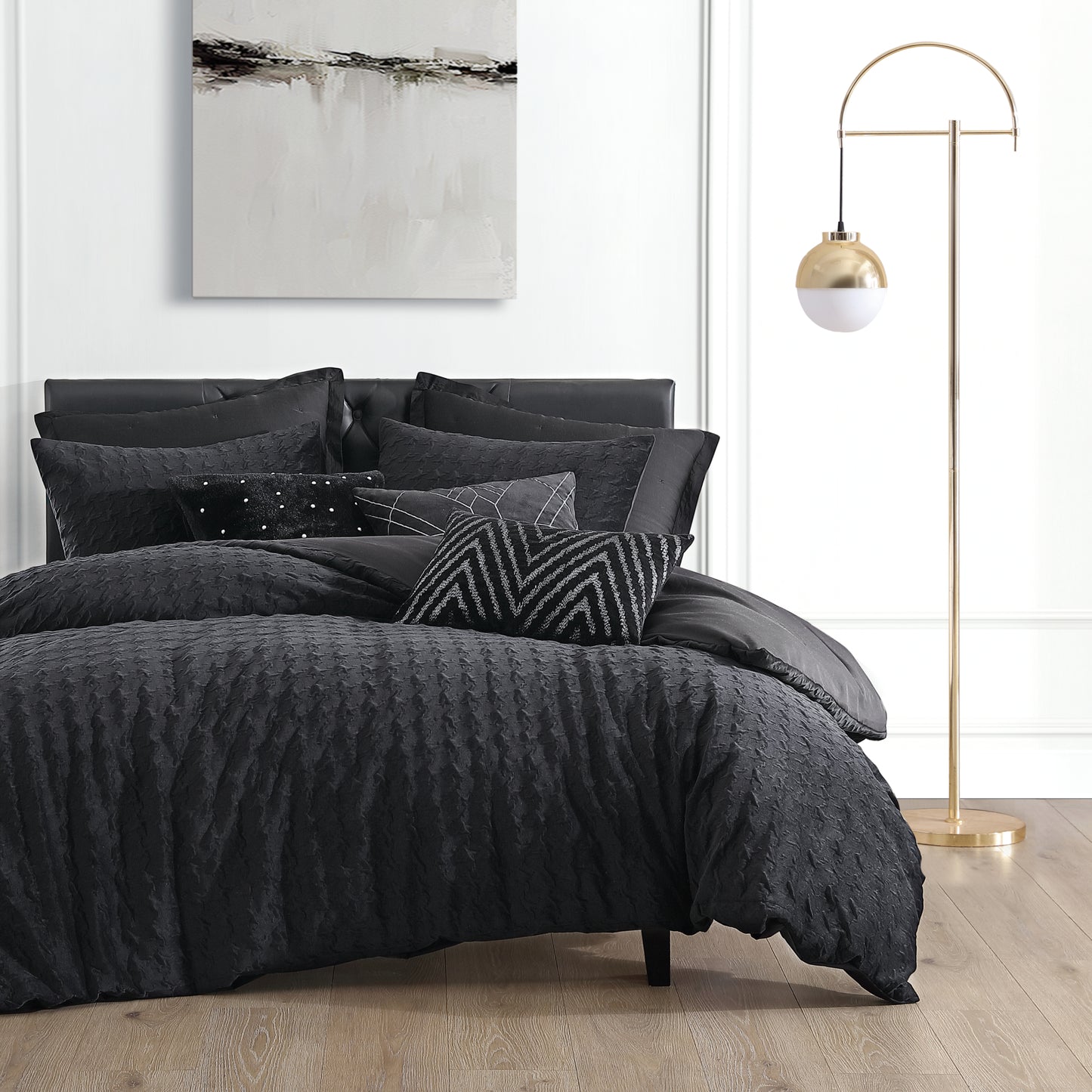 KARL LAGERFELD PARIS Velvet Houndstooth Duvet Set