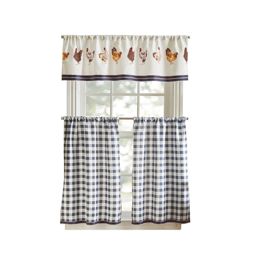 Martha Stewart Chickens 3-Piece Valance & Tiers Set