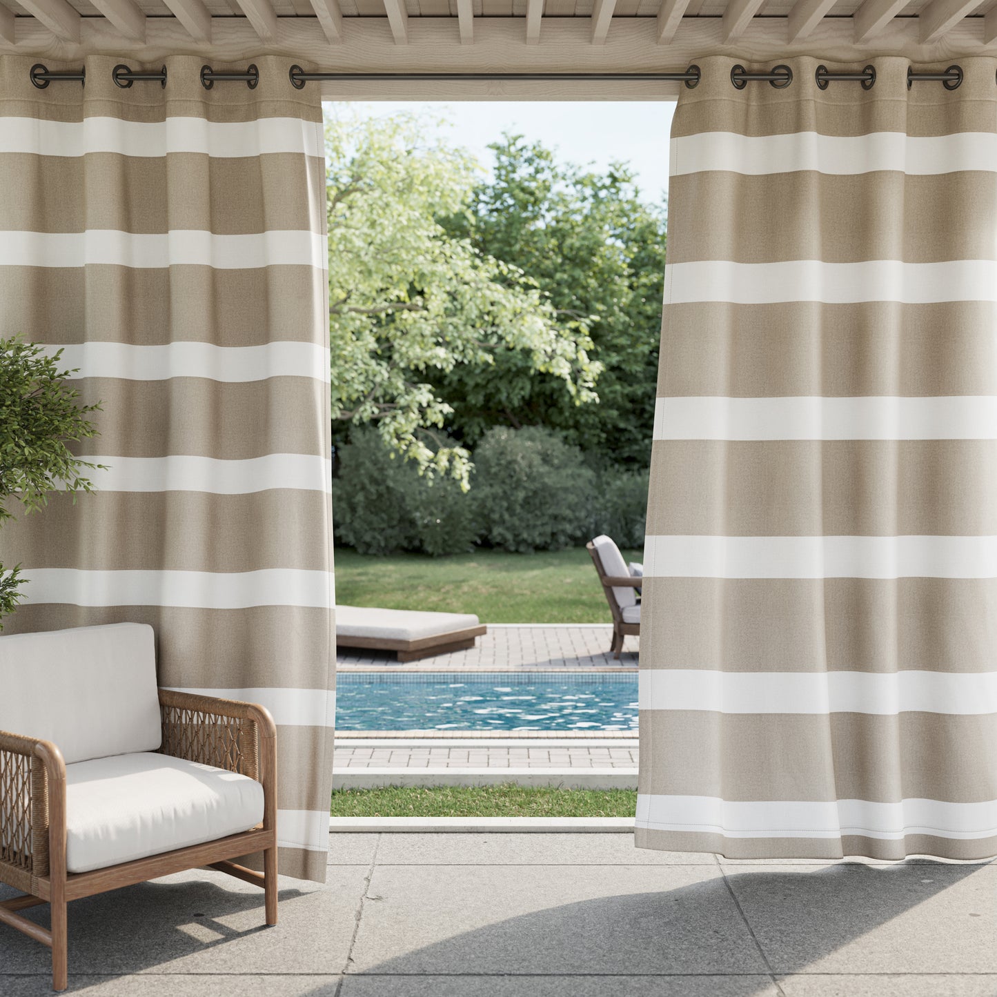 Tommy Hilfiger Breton Stripe Indoor/Outdoor Curtain Panel Pair