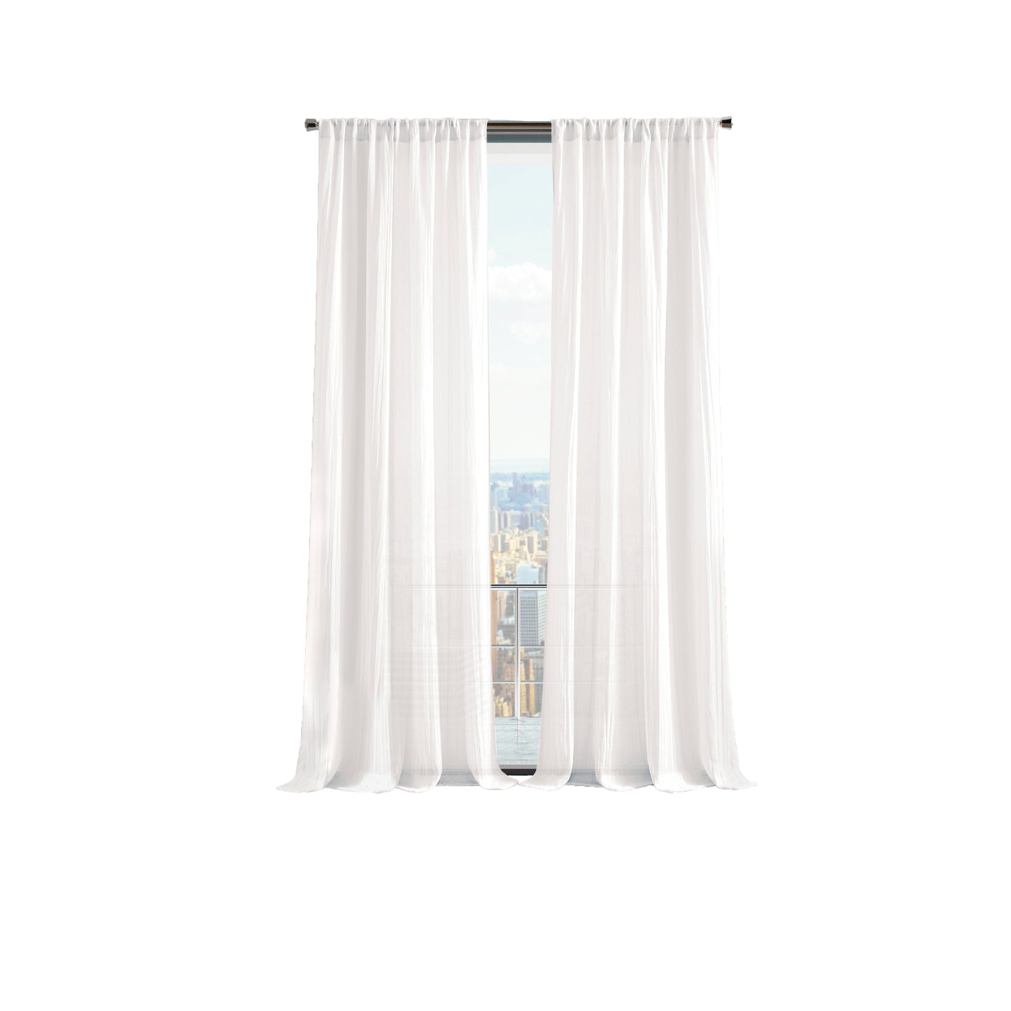 Martha Stewart Crinkle Sheer Curtain Poletop Panel Pair