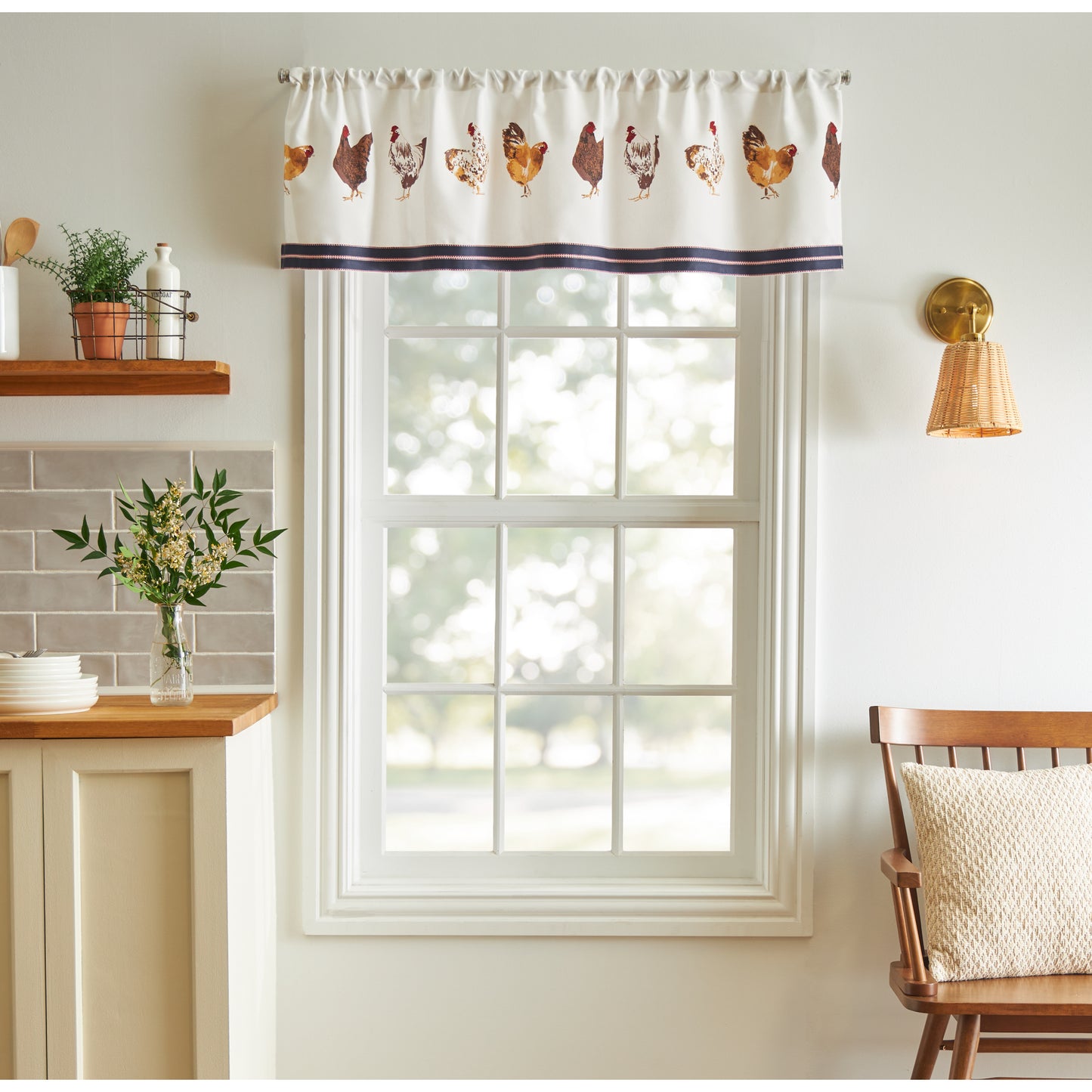 Martha Stewart Chickens 3pc Valance & Tiers Set