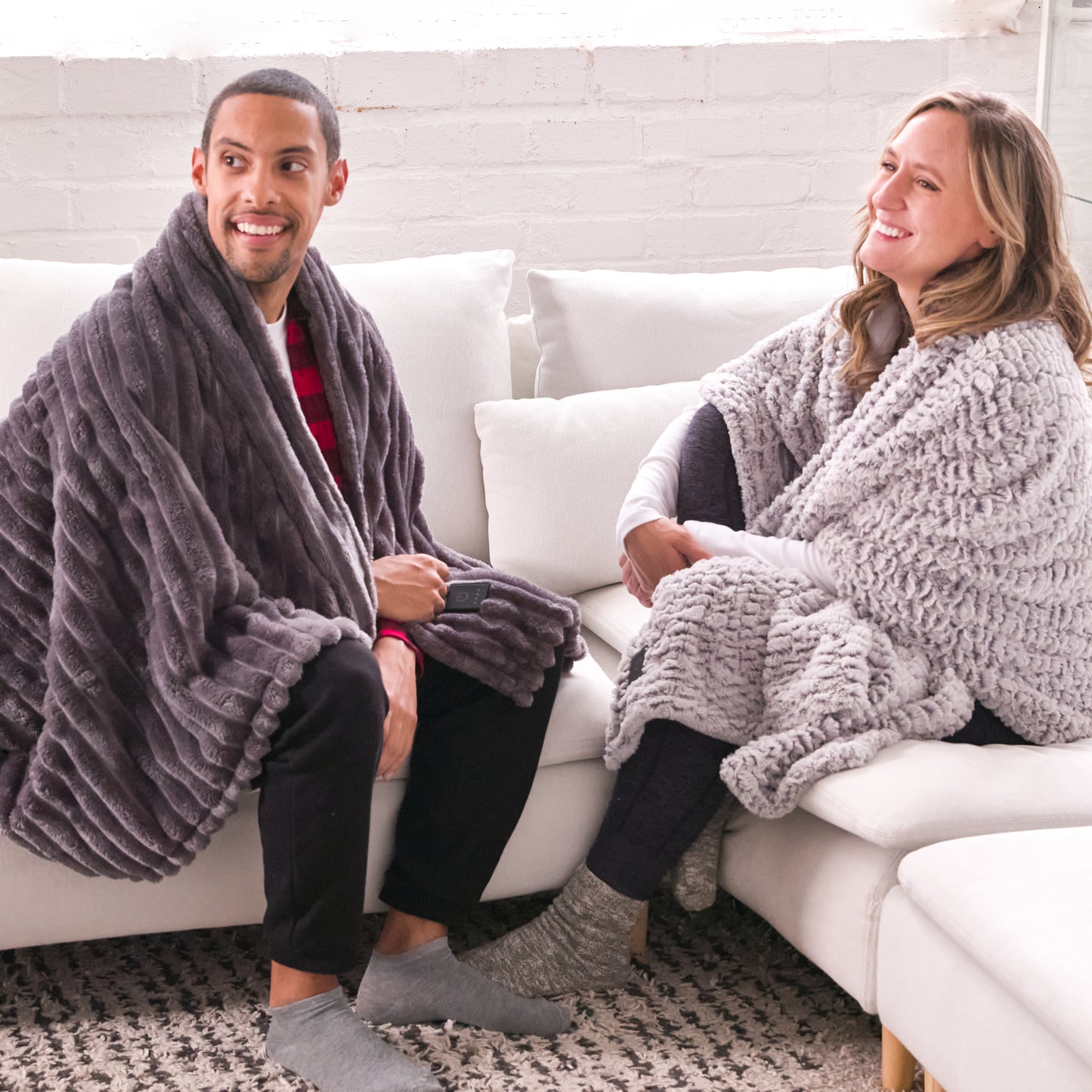 Brookstone Heated Faux Fur Throw