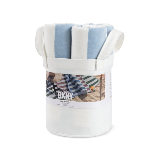 DKNY Cabana Stripe 4-piece Beach Towel and Tote Bag Set