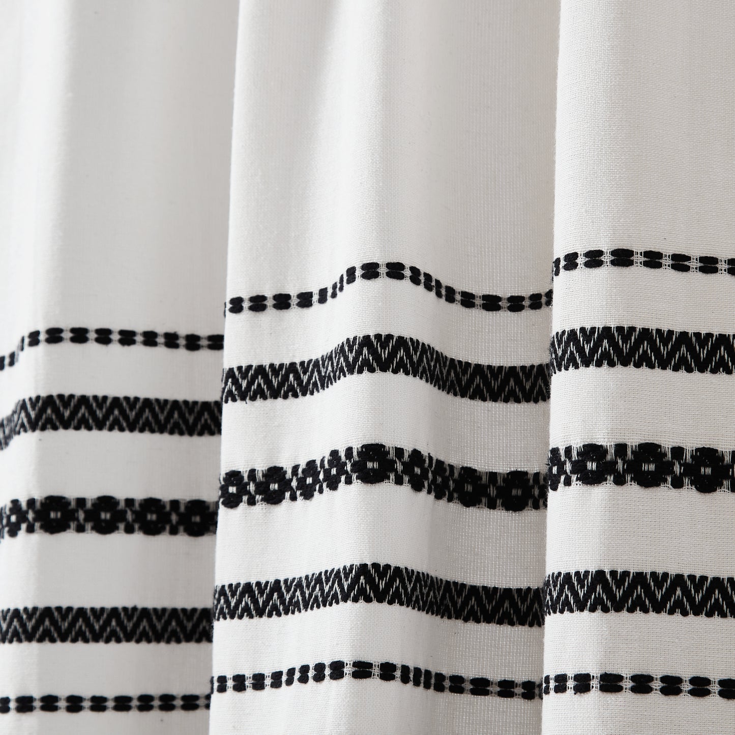 Curtainworks Global Woven Stripe 3-piece Valance and Tiers