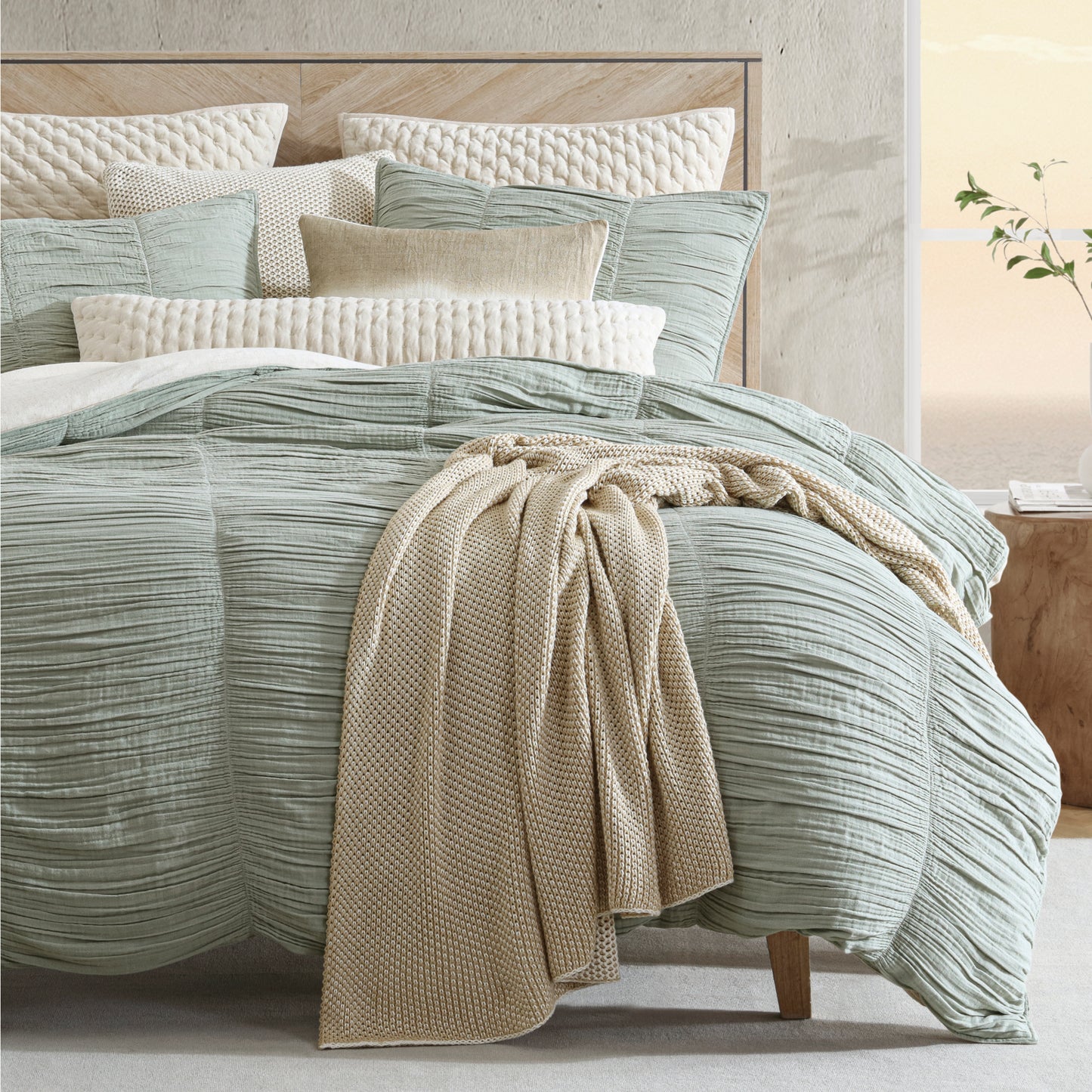 DKNY PURE Velvet Quilt Bolster - Decorative Pillow