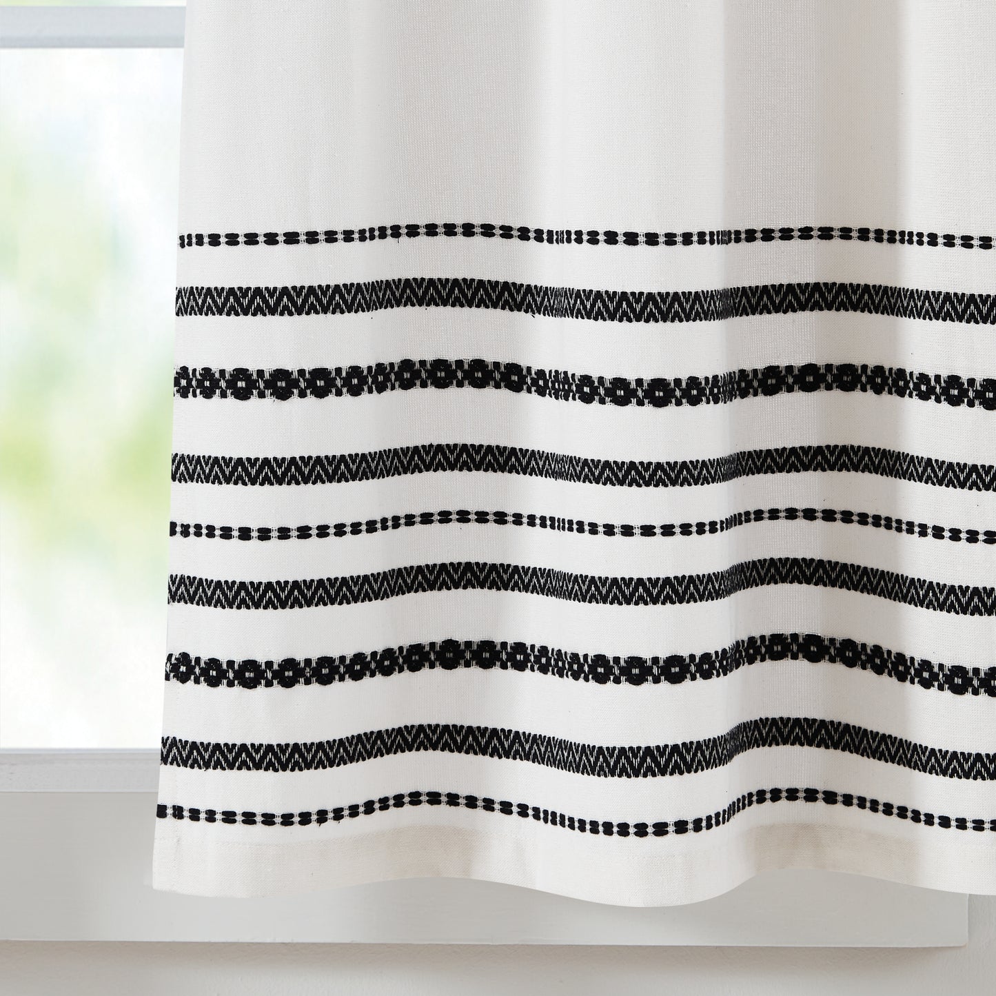 Curtainworks Global Woven Stripe 3-piece Valance and Tiers