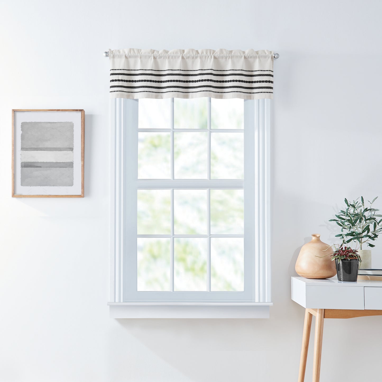 Curtainworks Global Woven Stripe 3-piece Valance and Tiers