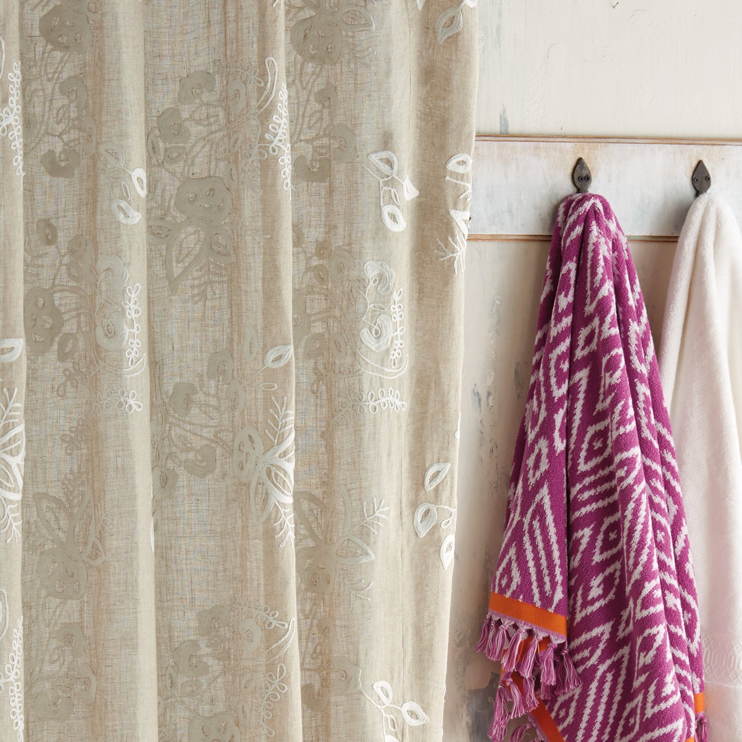 John Robshaw Pasak Linen Shower Curtain