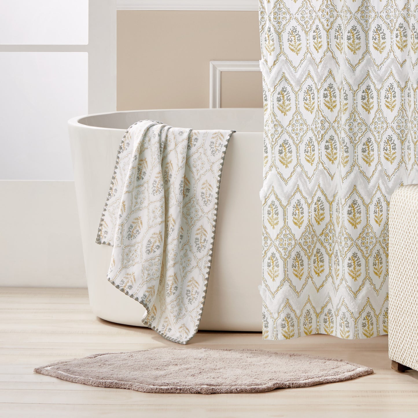 John Robshaw Sahasa Shower Curtain Collection linen