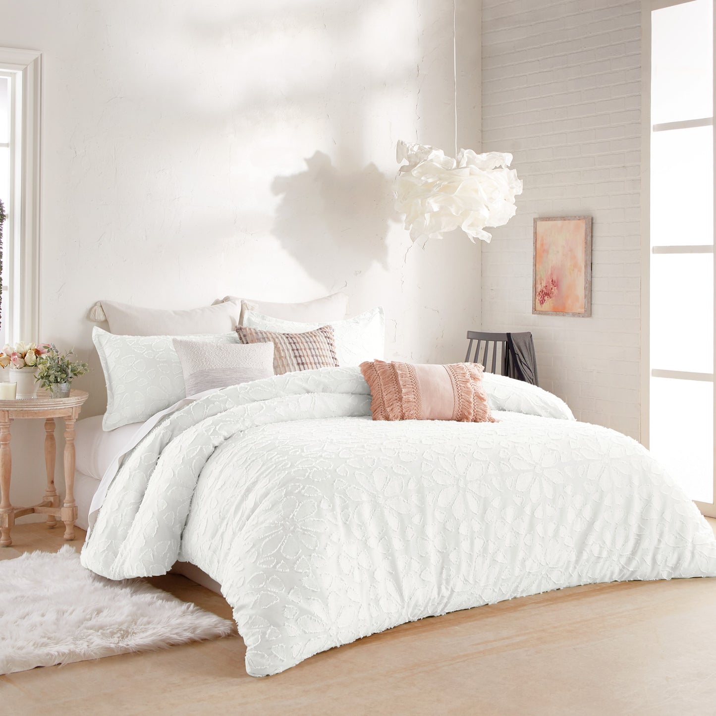 Peri Home Clipped Floral Comforter Set White