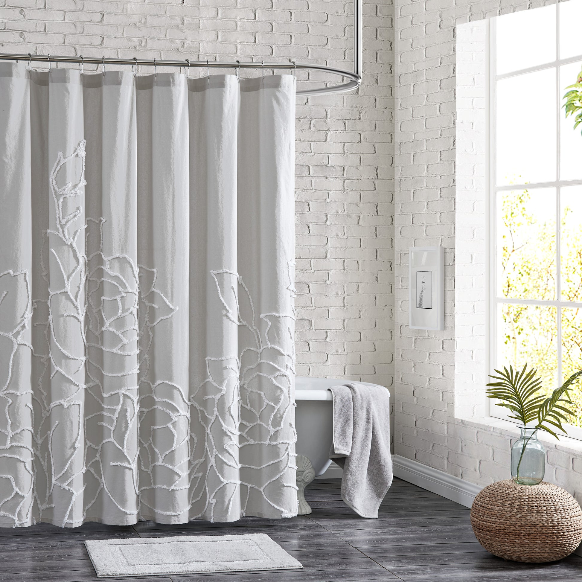 Peri Home Chenille Rose Shower Curtain