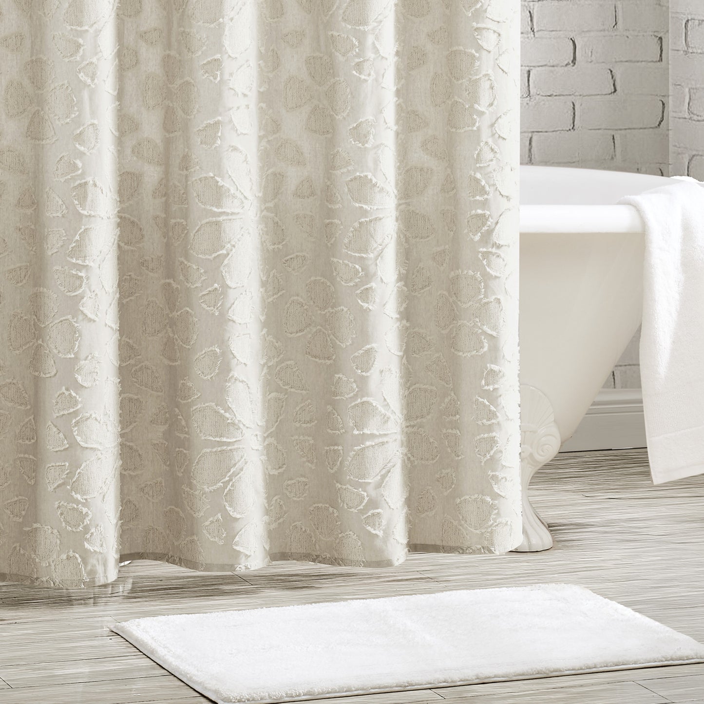 Peri Home Clipped Floral Shower Curtain Natural