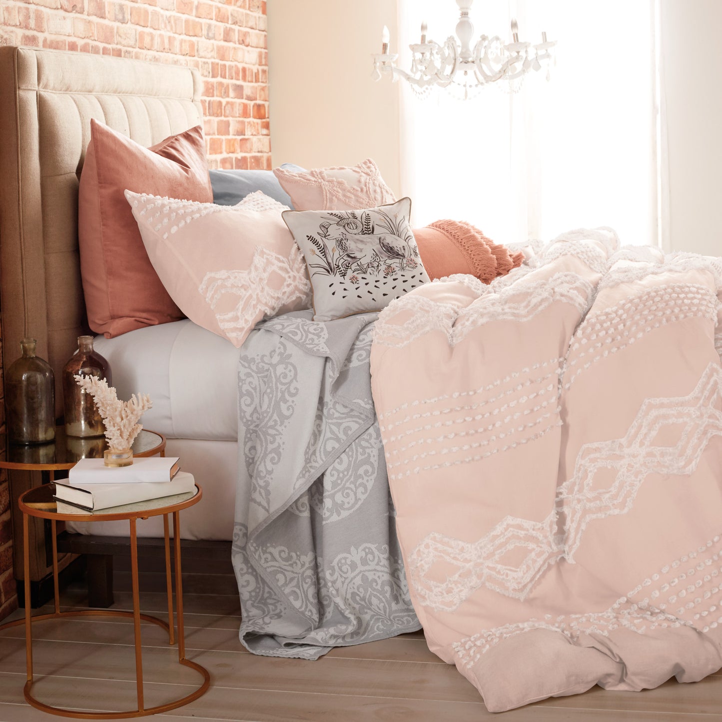 Peri Home Cut Geo Comforter Bedding Collection Blush
