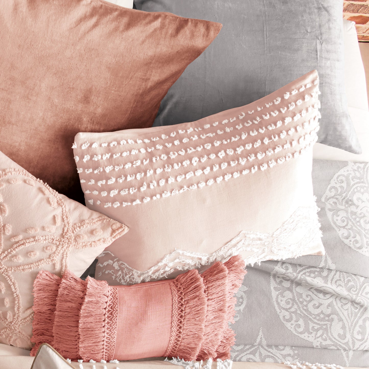 Peri Home Cut Geo Comforter Bedding Collection Blush