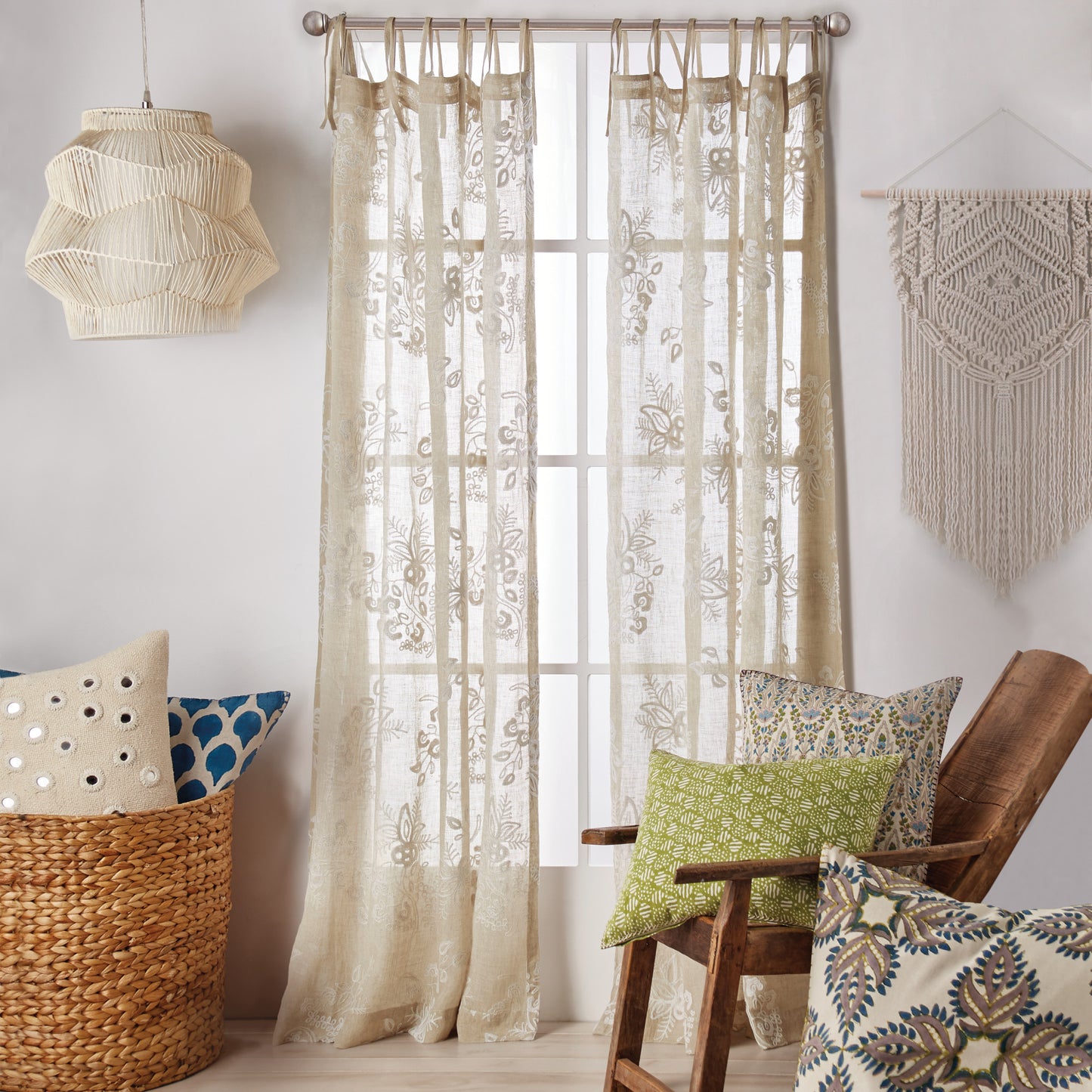 John Robshaw Pasak Linen Window Curtain Panel