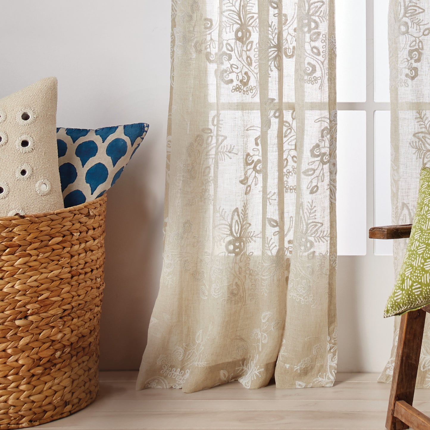 John Robshaw Pasak Linen Window Curtain Panel