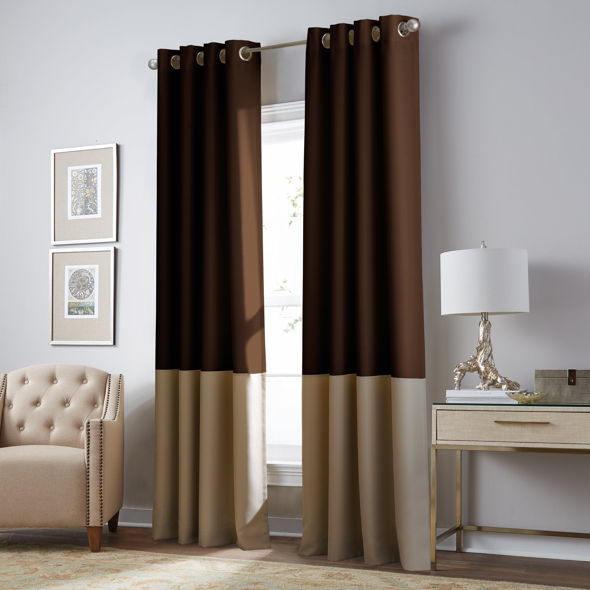 Curtainworks Kendall Grommet Window Curtain Panel Chocolate