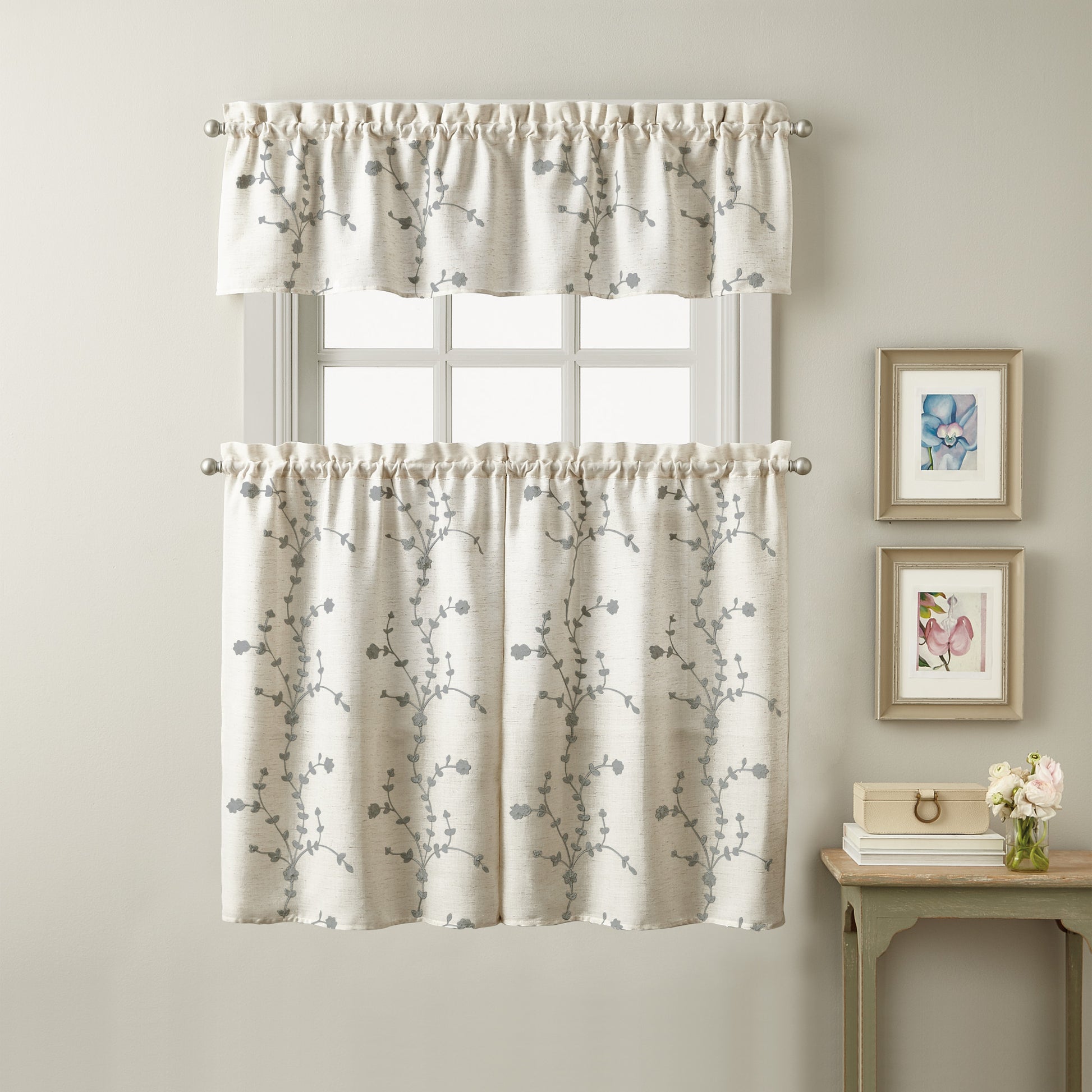 Curtainworks Lynette Tier & Valance Separates Grey