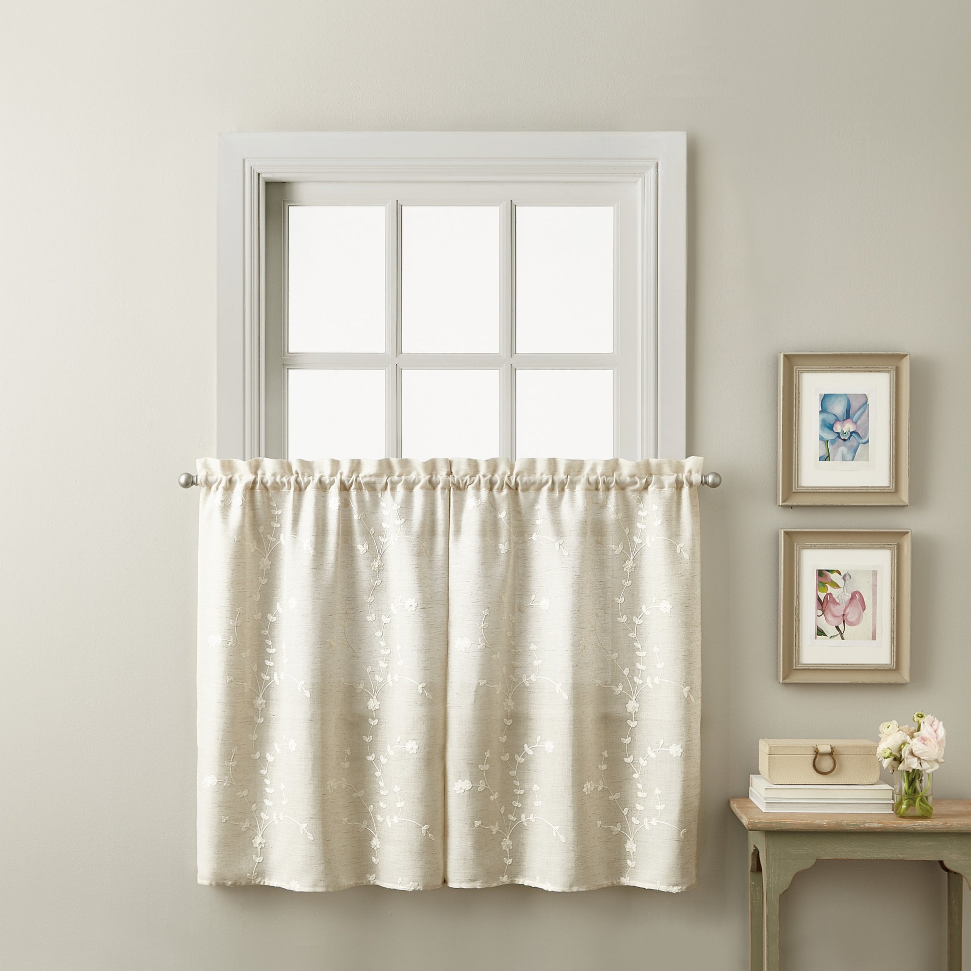 Curtainworks Lynette Tier & Valance Separates Linen