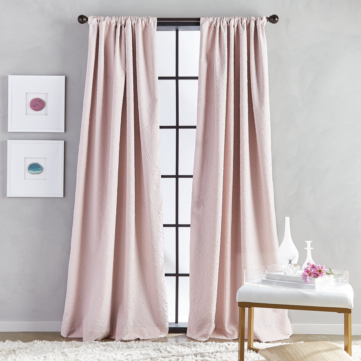 Bloomsbury Microsculpt Window Curtain Panel Blush
