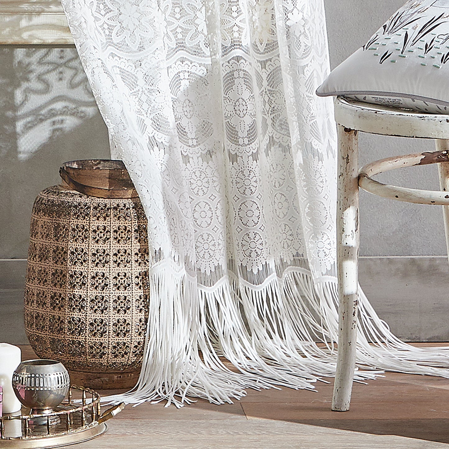 Peri Home Boho Lace Window Curtain Panel