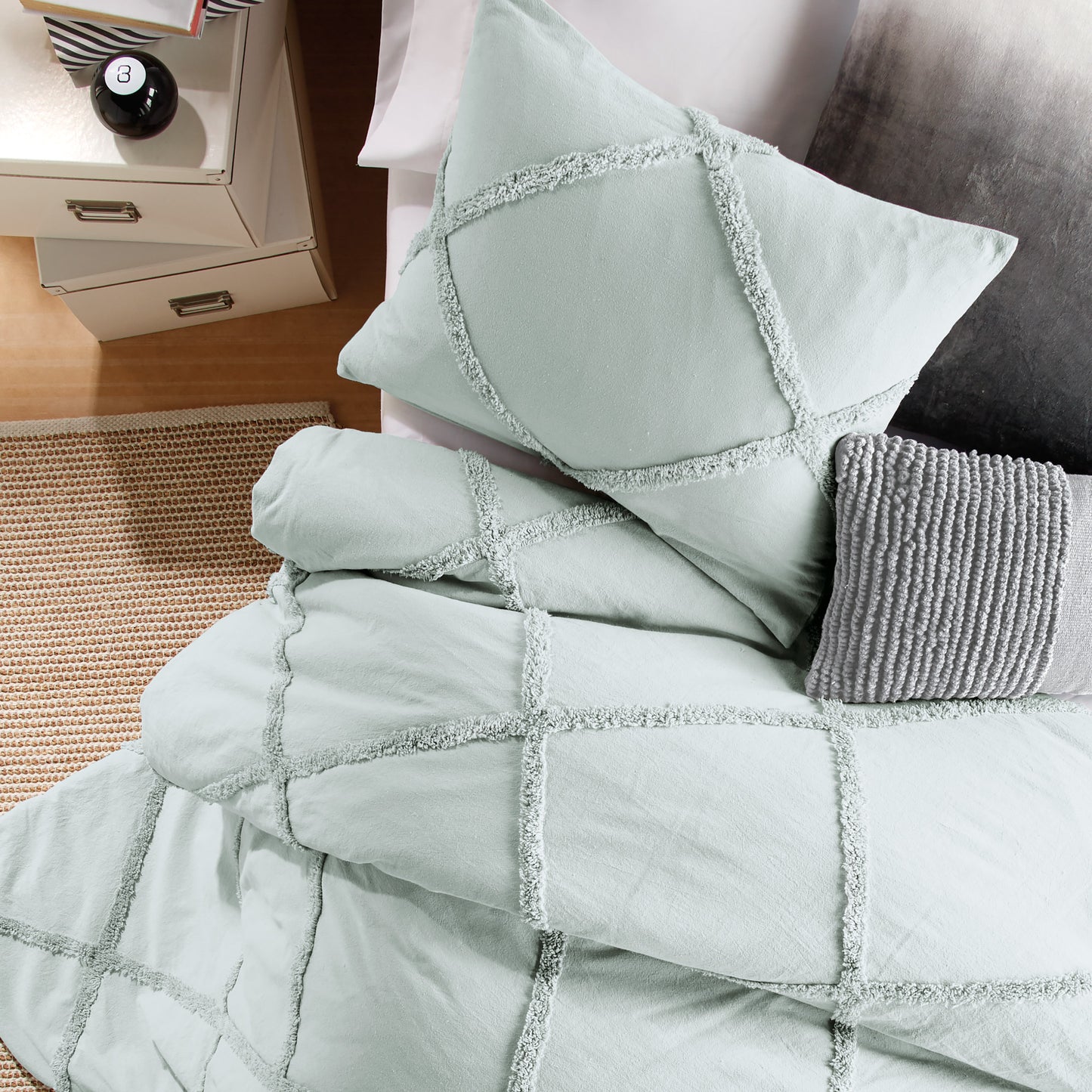Peri Home Kids Chenille Lattice Comforter Bedding Collection Seafoam Aqua