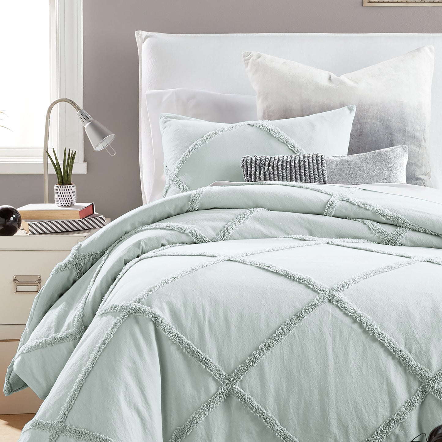 Peri Home Kids Chenille Lattice Comforter Bedding Collection Seafoam Aqua