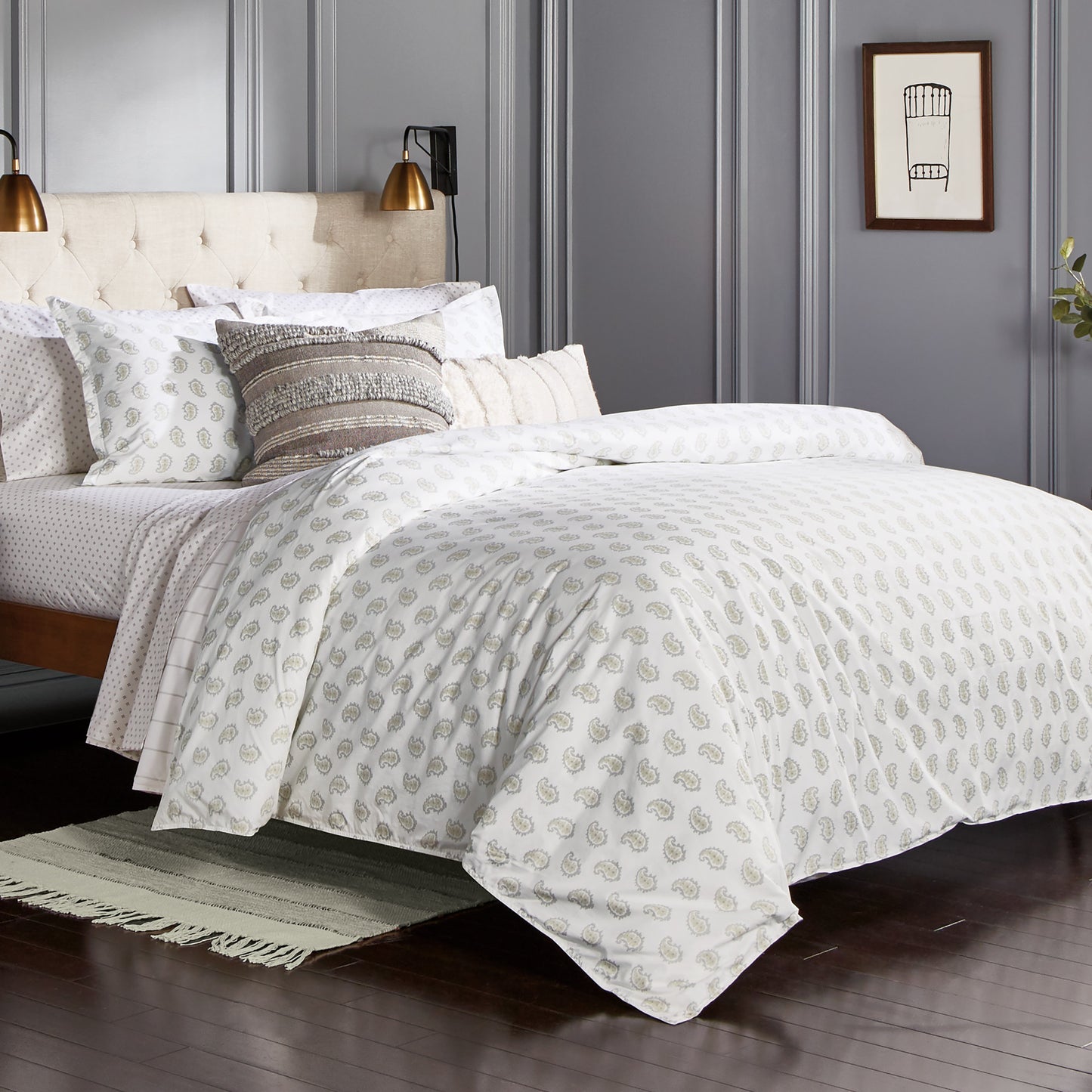 Murmur Sage Paisley Comforter Bedding Collection