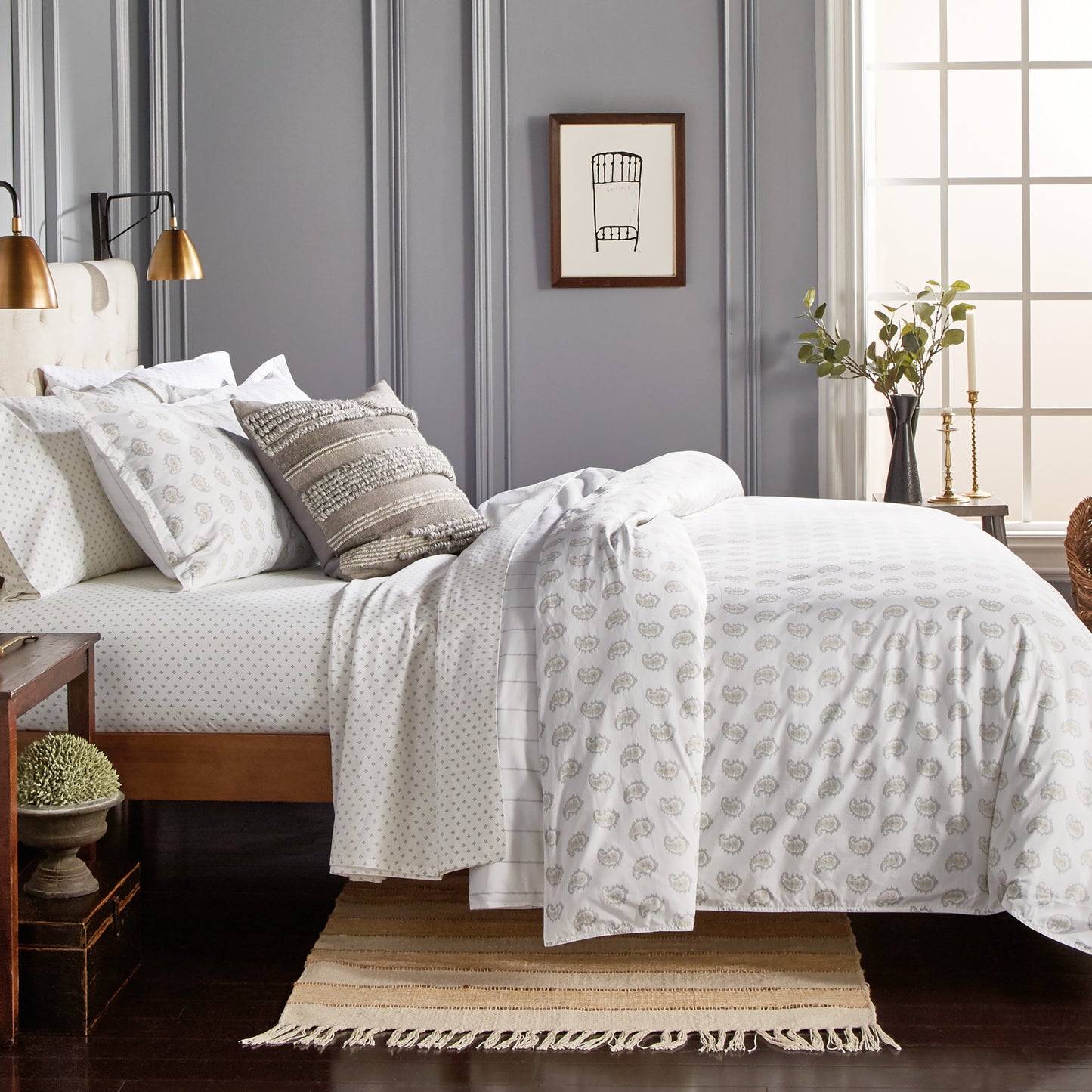 Murmur Sage Paisley Comforter Bedding Collection