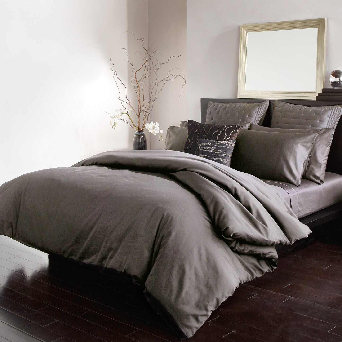 Donna Karan Silk Indulgence Duvet Set Charcoal