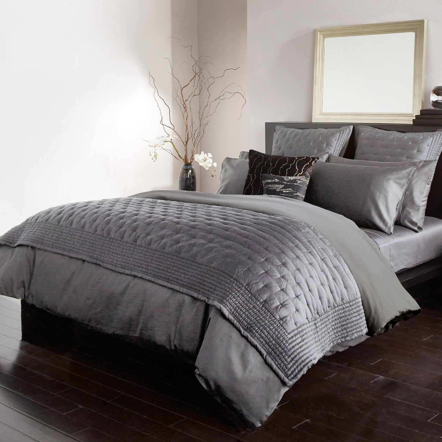 Donna Karan Silk Indulgence Duvet Set Charcoal