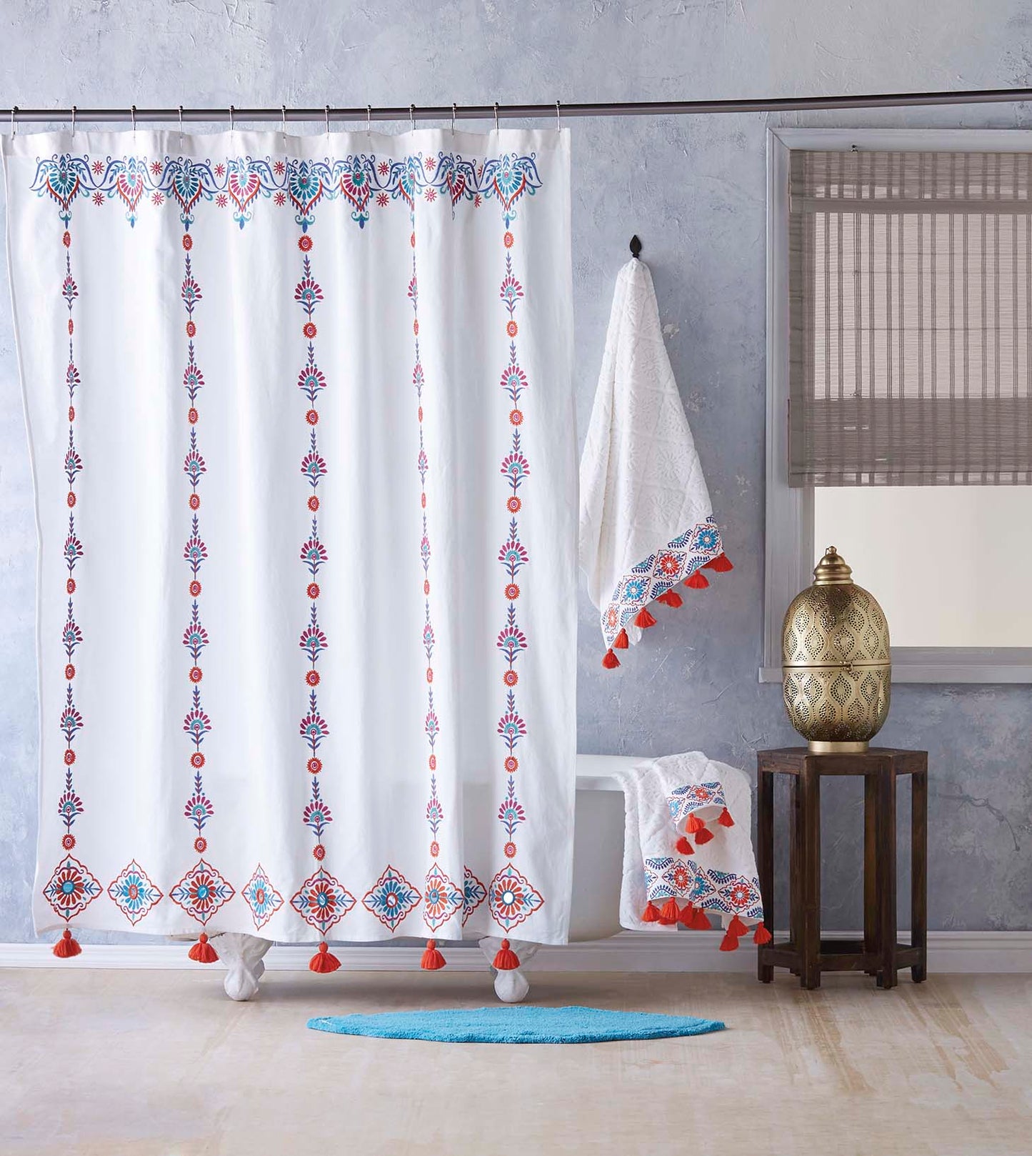 John Robshaw Aloka Coral Shower Curtain